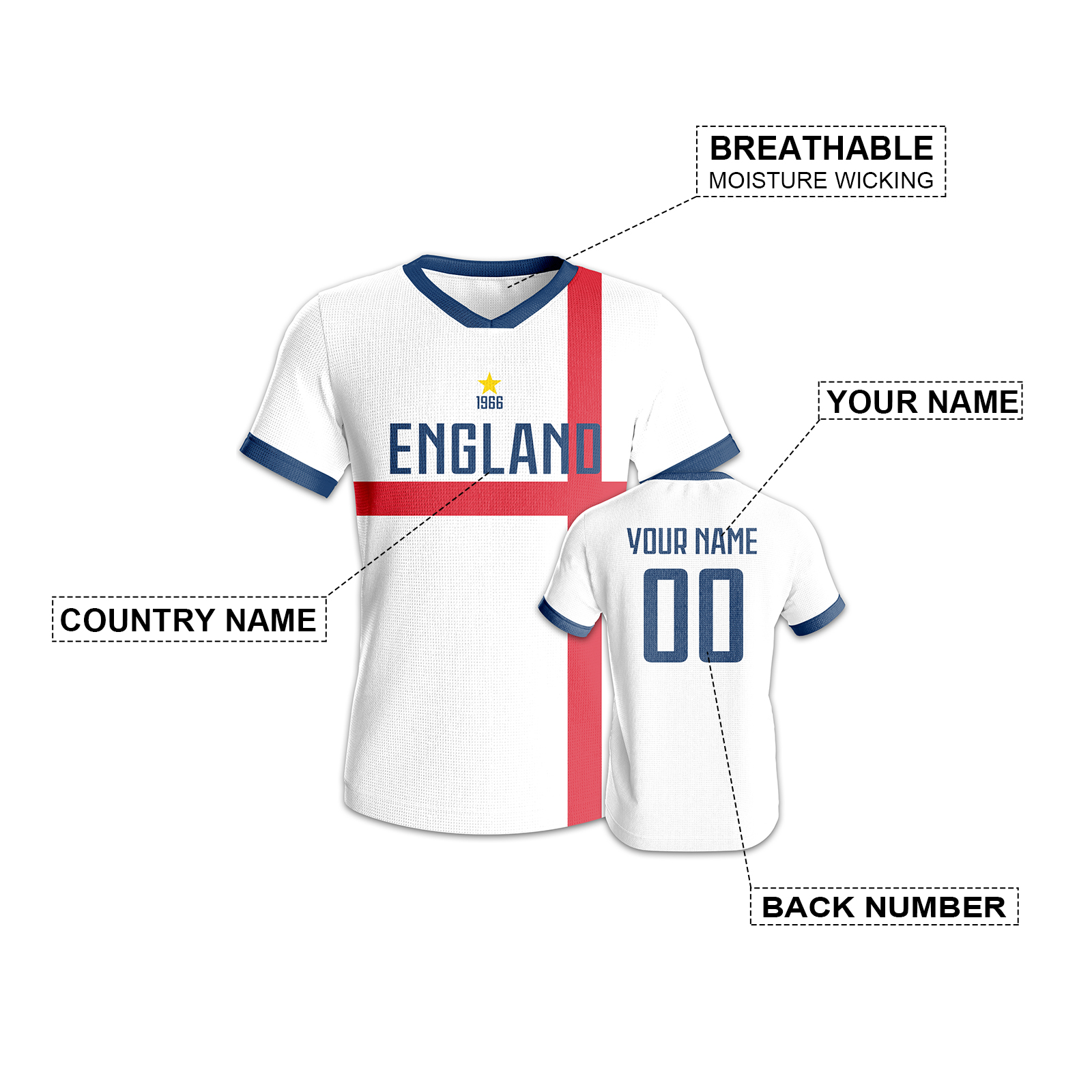 Custom England Soccer Jersey B - Badminton England incelemesi ve fiyatı